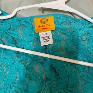 Ruby Rd. Petite Aqua Lace over jacket